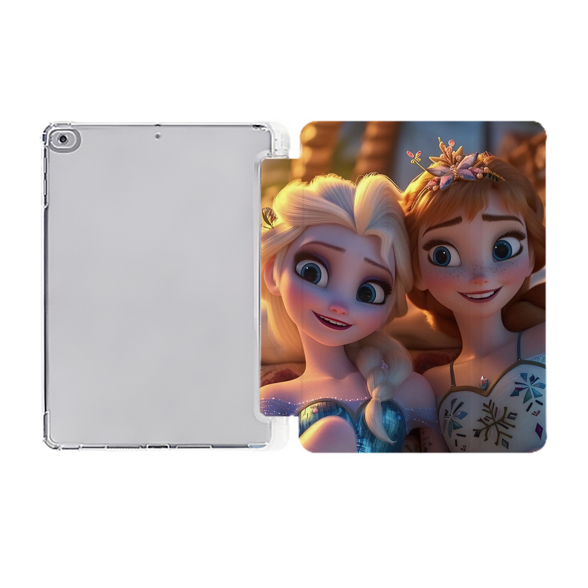 （画像用） アナと雪の女王 アンナ エルサ Frozen Anna Elsa IPad ケース ペン収納付き 三つ折りスタンド PUレザー×シリコン 対応機種9.5/10.5/10.9インチ